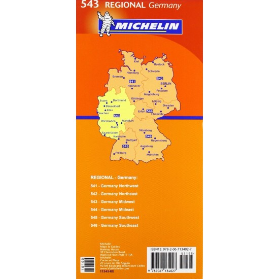 Χάρτης Δυτικής Γερμανίας Michelin road map 1:350.000 Χάρτης Δυτικής Γερμανίας Michelin road map 1:350.000