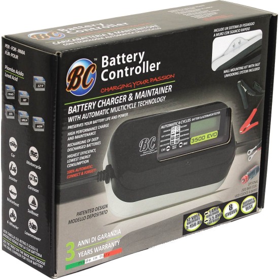 Φορτιστής-συντηρητής μπαταρίας και tester BC Battery Controller 3500 EVO+ με οθόνη ενδείξεων Φορτιστής-συντηρητής μπαταρίας και tester BC Battery Controller 3500 EVO+ με οθόνη ενδείξεων