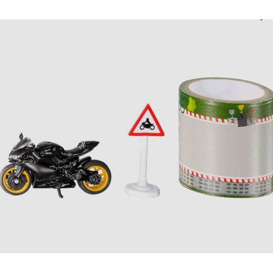 Μινιατούρα 1:64 Ducati Panigale με πίστα αγώνων μαύρη