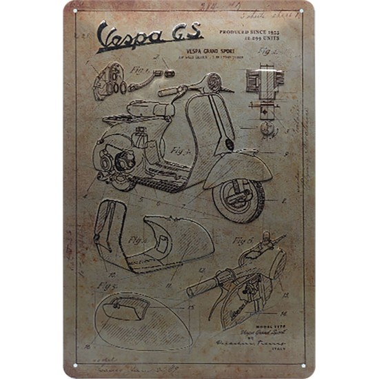 Πινακίδα μεσαία με λογότυπο Vespa GS