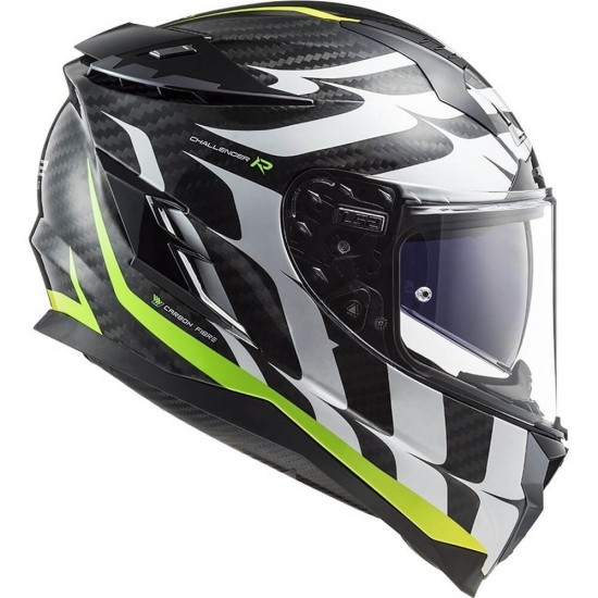 Κράνος LS2 Challenger Carbon FF327 C Flames λευκό-neon κίτρινο