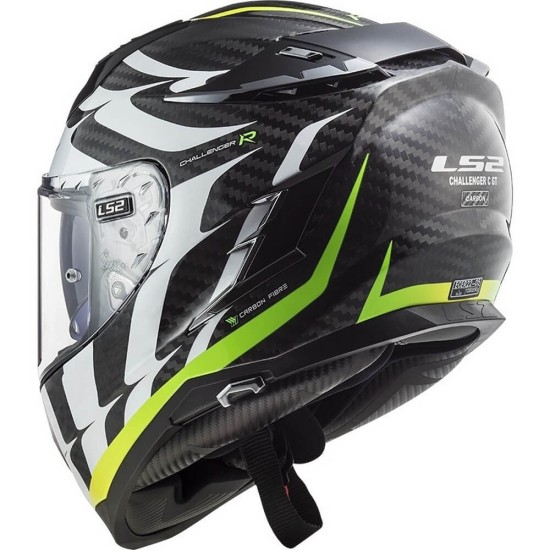 Κράνος LS2 Challenger Carbon FF327 C Flames λευκό-neon κίτρινο