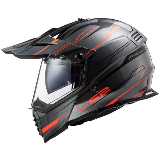 Κράνος LS2 Dual Sport MX436 Pioneer-EVO Knight τιτάνιο fluo πορτοκαλί Κράνος LS2 Dual Sport MX436 Pioneer-EVO Knight τιτάνιο fluo πορτοκαλί