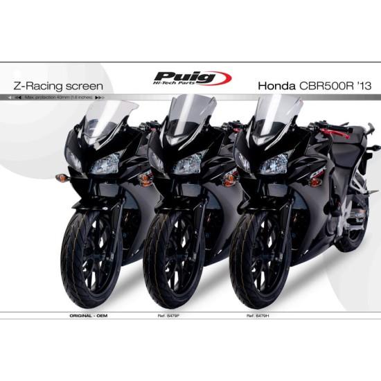 Ζελατίνα Puig Z-Racing Honda CBR 500 R 13-15 σκούρο φιμέ Ζελατίνα Puig Z-Racing Honda CBR 500 R 13-15 σκούρο φιμέ