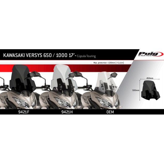 Ζελατίνα Puig Touring Kawasaki Versys 1000 σκούρο φιμέ