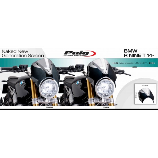 Ζελατίνα Puig Retrovision BMW R nine T μαύρη Ζελατίνα Puig Retrovision BMW R nine T μαύρη