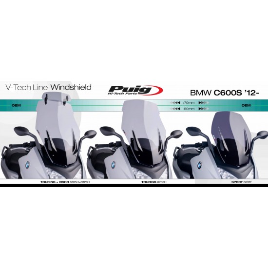 Ζελατίνα Puig V-Tech Sport BMW C 600 Sport ελαφρώς φιμέ