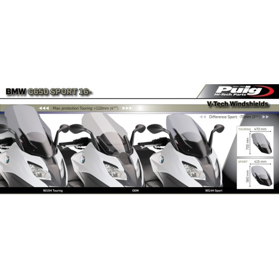 Ζελατίνα Puig V-Tech Sport BMW C 650 Sport σκούρο φιμέ