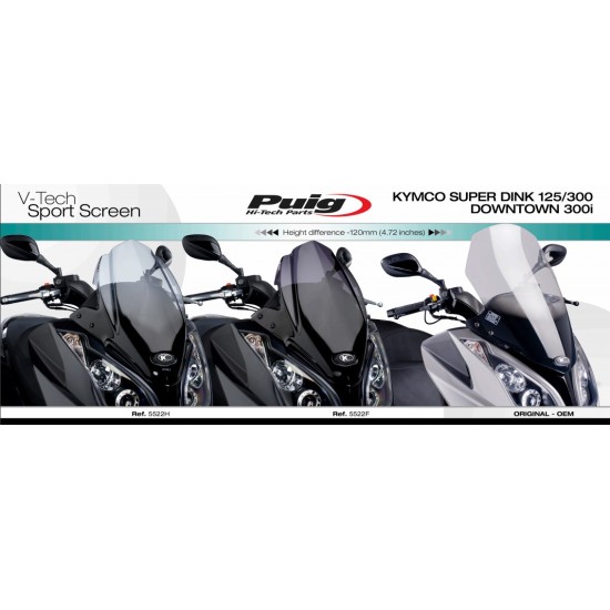 Ζελατίνα Puig V-Tech Sport Kymco Downtown 125i-300i -14 σκούρο φιμέ