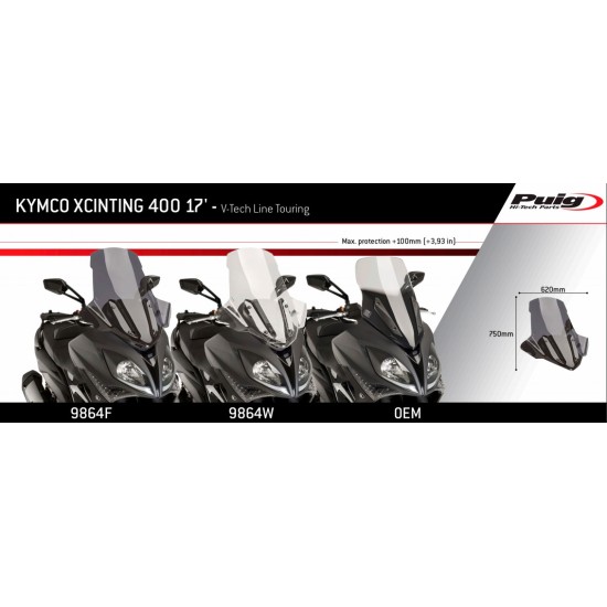 Ζελατίνα Puig V-Tech Touring Kymco Xciting 400i 17- διάφανη Ζελατίνα Puig V-Tech Touring Kymco Xciting 400i 17- διάφανη