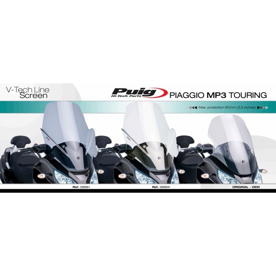 Ζελατίνα Puig V-Tech Touring Piaggio MP3 Touring / LT 300-400 ελαφρώς φιμέ Ζελατίνα Puig V-Tech Touring Piaggio MP3 Touring / LT 300-400 ελαφρώς φιμέ