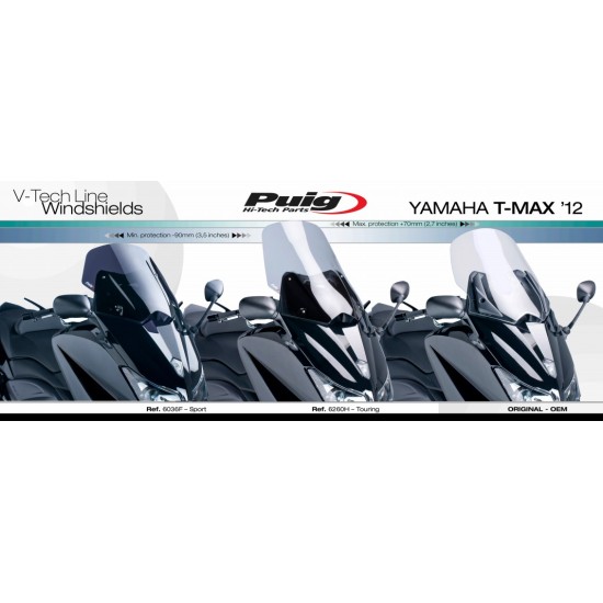 Ζελατίνα Puig V-Tech Sport Yamaha T-MAX 530 -16 σκούρο φιμέ Ζελατίνα Puig V-Tech Sport Yamaha T-MAX 530 -16 σκούρο φιμέ